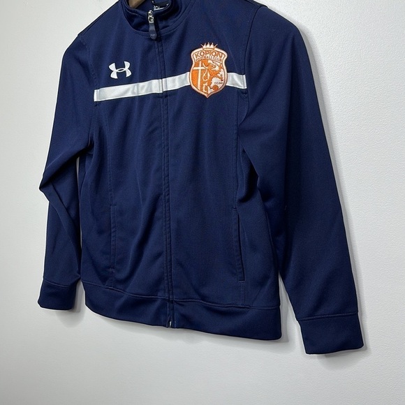 Under Armour UA Boys Youth Small Loose Fit Full Zip Football Club Soccer Jacket - Picture 3 of 7